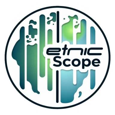 Minimalist circular logo with a stylized barcode morphing into a globe, with company name "EthicScope" elegantly incorporated into the design. Clean greens and blues with neutral tones. Professional tech-forward design. sticker