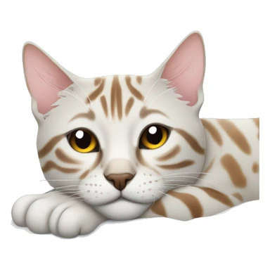 snow bengal cat sleeping sticker