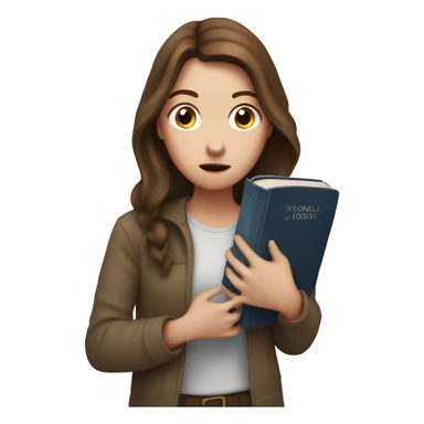 White Girl with brown hair Looking scared, with a bible in hand  sticker