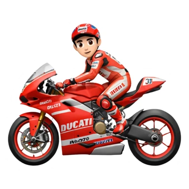 Un emoji de moto gp dé Ducati Marc Márquez pero con la moto del 2025 y el número del piloto es el 93 sticker
