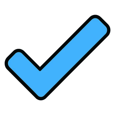 blue tick icon, outlined, color outline style sticker