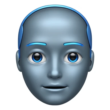 android face with blue LED, inspired by Detroit Become Human, emoji style sticker