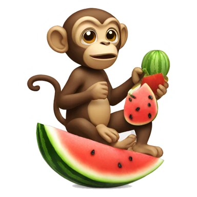 Monkey eating chicken and watermelon  sticker