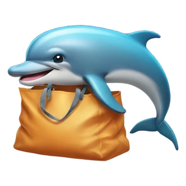Dolphin with a big bag  sticker