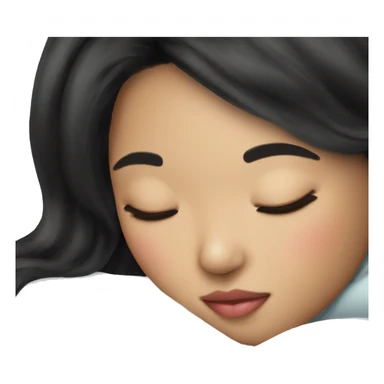 Coquette asian black hair girl sleeping  sticker