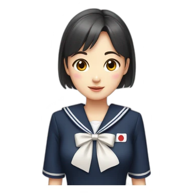 japanese school girl wears sailor uniform sticker