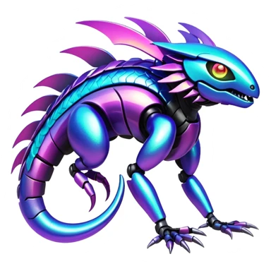  Epic legendary rare glowing mechanical Shiny sparkly transparent bioluminescent luminescent vibrant bright pastel dark exotic iridescent colorful gradients futuristic modern metallic glossy glittery fantasy-cyber-Fakémon-Vernid-creature sticker