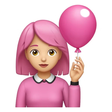 chica rosa pensando con globo de pensamiento sticker