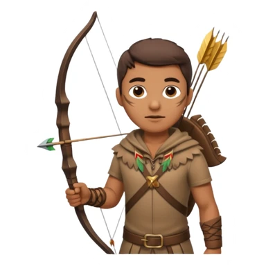 The classic hunter image with a bow and arrow on his back, dressed in brown with some animal made decorations sticker