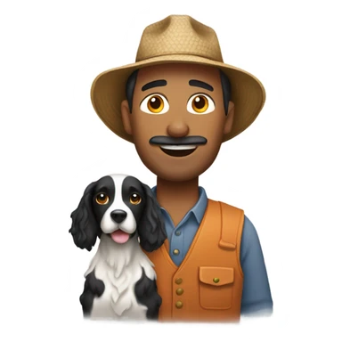 farmer man with springer spaniel  sticker