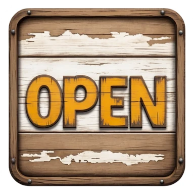 rustic wooden open sign sticker