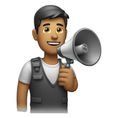 man with a loudspeaker sticker