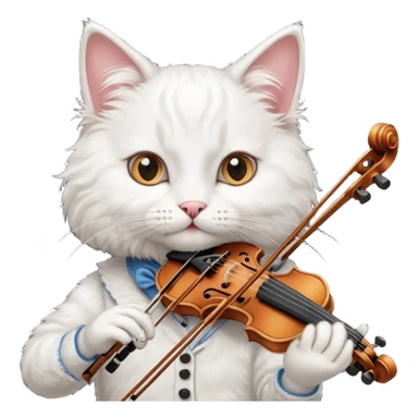 white cat play violin sticker