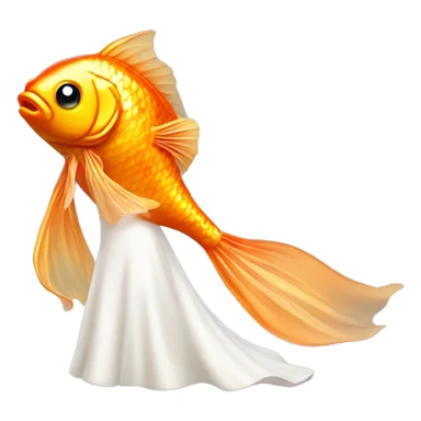 Goldfish wearing a wedding dress sticker