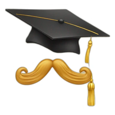 tan guy mustache with graduation cap with gold tassel sticker