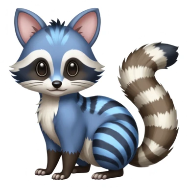 Black/White/Blue Skunk-Raccoon-Ringtail-Cat-Badger-Furret-Numbat-Minccino-Meowstic-Teddiursa-animal-fusion (full body) sticker