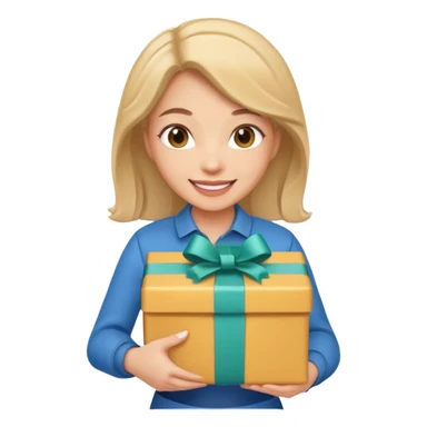 woman courier holding gift box sticker