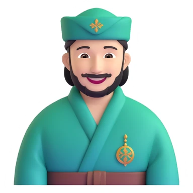 smiling Tatar man with a green chapan robe and kalfak hat sticker