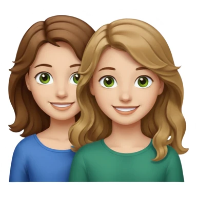 make me and my best friend togheter i have shoulder-lenght brown hair and light brown eyes and she has long wavy hair blonde/brown hair and green/blue eyes sticker