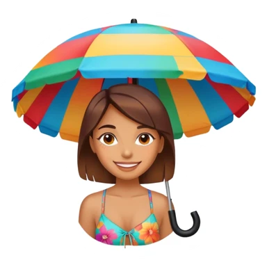 smiling girl under beach umbrella tattoo sticker