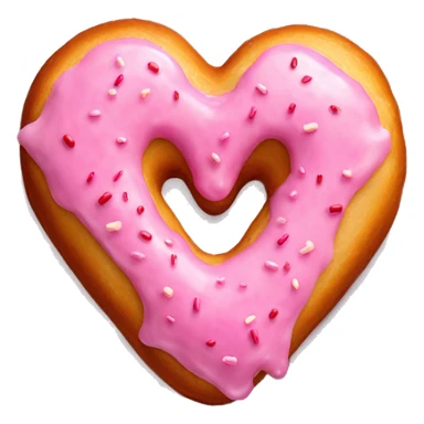 Realistic isolated heart shaped donut with pink frosting. sticker