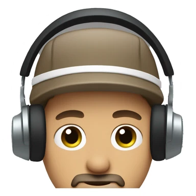 cool guy blue eyes brown hair headphones black goatee wearing a green backward hat sticker