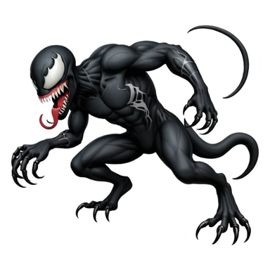 Venom character crawling, no chest logo, expressive style sticker