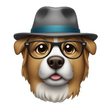 Dog with hat and glasses sticker