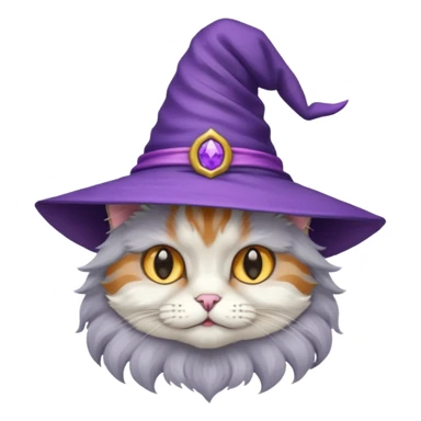 cat wear purple wicth hat sticker