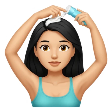 woman black long hair shaving armpit with cream on armpit sticker