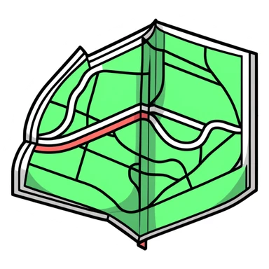 Folded map icon with subtle relationship paths drawn across it, symbolizing personal exploration of love and attraction patterns sticker