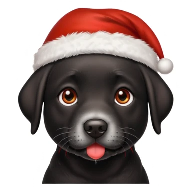 A cute, all-black Labrador Retriever, about 2 years old, wearing a Santa hat. (I need English) sticker