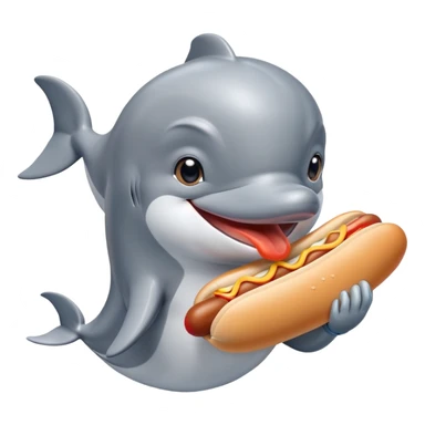 Dolphins eating hot dogs Japanese sticker