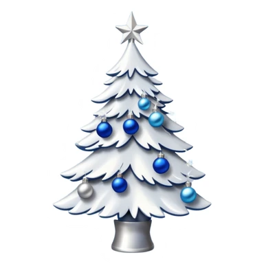 White christmas tree withe blue and silver decoration sticker