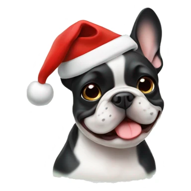 Cute frenchie dog w christmas hat sticker