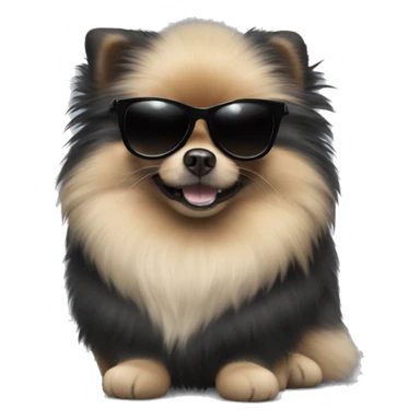 Black pomeranian with sunglasses sticker