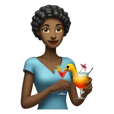 A girl with her cocktail bird sticker