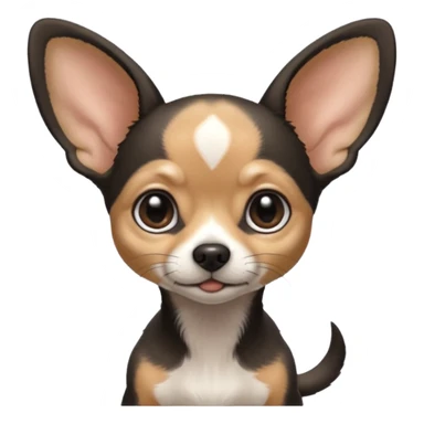 Full White and black Chihuahua - tiny, skinny and big ears sticker