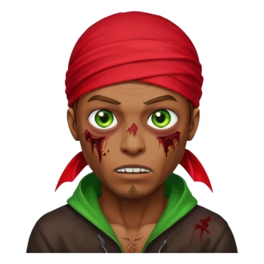 Red durag, men zombie with brown hair color and green eye color, with dark vampire clothes sticker