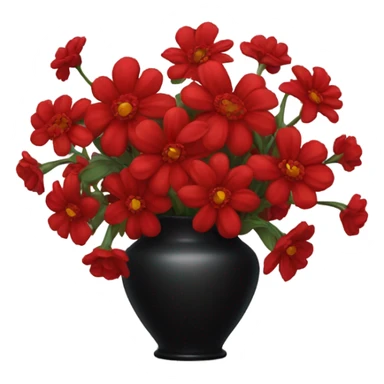 Black vase with red flowers sticker