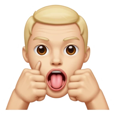 Tongue out face with two fists making a tube shape sticker