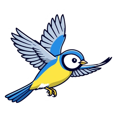 Eurasian blue tit bird flying in the air sticker