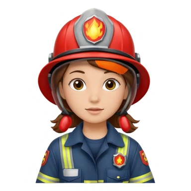 girl fireman with brown hair sticker