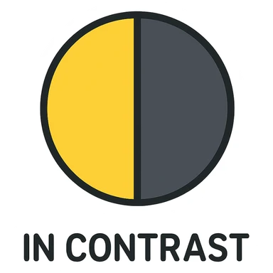 icon representing the phrase 'in contrast' visually showing difference sticker
