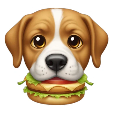 Un chien mangeant un hamburger sticker