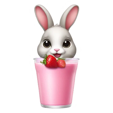Bunny with pink bow and strawberry smoothie  sticker