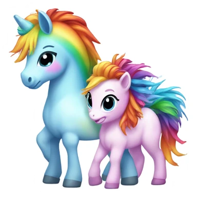 Rainbow Pony with rainbow baby unicorn  sticker