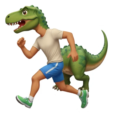 Dude running away from dinosaur sticker