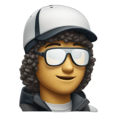 Un garçon blanc qui porte das lunettes de ski, il a les cheveux noirs, un survetement de lacoste et une casquette nike sticker