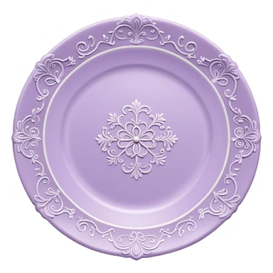 Pale purple lace plate with appliances sticker